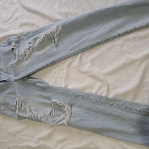 Seven7 Women's Light Blue Distressed Boot Cut Jeans